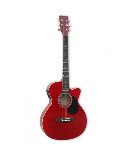 guitarra acstica amplificada vermella
